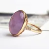 Cluster Rings Retro Luxury Natural Stone Rose Gold Color Big Opal Green Purple Ring Chrysoprase Women Party Jewelry