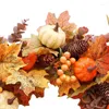 Decorative Flowers 40/50cm Halloween Wreath Pumpkin Berry Decoration Maple Garland Rattan Artificial Fall Front Door Home Decor Thanksgiving