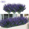 Flores decorativas Flor artificial plástico lavanda Fake Plant Wedding Home Garden decoração