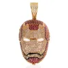 24K Gold Plated Iced Out Big Iron Men Necklace Pendant Micro Paved Cubic Zircon Charm Bling Bling Hip Hop Jewelry198N