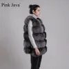 Женское пальто из искусственного меха розового цвета Java 8047, пальто из натурального меха, жилет из натурального меха енота, женское пальто, зимняя одежда, жилет 231116