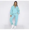 AL-26 Tuta da yoga casual in peluche con cerniera intera Giacca corta ampia in maglione da donna con cappuccio Fiess Sports Top lungo