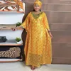 Ethnic Clothing African Maxi Long Dress Women Embroidered Lace Loose Dolman Sleeves Robe Bazin Riche Femme Dashiki 3 Piece Sets
