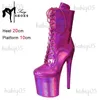 ブーツ20cm/8インチカラー変化ハイヒール女性の足首のブーツサイドジッパートレンディポールダンスシューズモデルファッションショーStileettos T231117