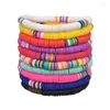 Strand z koralikami surfer heishi stosowne bransoletki dla kobiet Rainbow winyl z koralikami stretch przyjaźń bohemian letnie prezenty na plażę Drop d d dh8e4