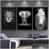 Pinturas Canvas Pintura Animal Wall Art Leão Elefante Veado Zebra Pôsteres e Impressões Fotos para Sala de estar Decoração Home Decor Dhje4