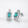 Pendientes de esmeralda de lujo S925 Circón de plata Pendientes vintage de diamantes llenos Pendientes de moda para mujeres europeas Regalo del día de San Valentín Joyería para la cena del banquete de boda SPC