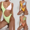 Sexig färgglad badkläder Push Up Thong Bikini High Cut Bandage Swimsuit Women 2021 badkläder Swims Beach Wears baddräkt för WOMA256B