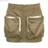 スカート2023夏の女性のドレスソリッドカラーハイウエストスリムフィット大きなポケットジッパートレンディワーク服ミニスカート