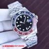 남성 시계 GMT II MAN 시계 Pepsi Bezel Green Dial 904L 40mm 자동 기계적 움직임 Orologio Diamonds Bang Jason007 방수 Jubiee Bracelet Wristw