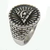 Antik silver rostfritt stål All Seeing Eye of Horus Evil Eye Pyramid Mason Ring Men's Punk Gothic Rings Punk Ancient Jewelry