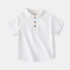 Barnskjortor Mandarin Boys Summer Tshirts Fashion Toddler Tees Baby Shirts Cotton Barnkläder 230417