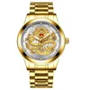 Golden Dragon Watch Men's Non Mechanical Diamond Inlaid Red Face Fashion Middle and Old Age