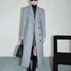 Women's Wool Blends French Xlong Gray Overcoat Women Autumn Winter Small Fragrance Slim Waist Woolen Coat 231116