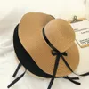 Girls Summer Cap Black Ribbon Decorate Wavy Straw Hat For Girls Children Panama Hat Kids Sun Cap Baby Beach Hats287s