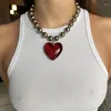Pendentif Colliers Hip Hop Minimaliste Verre Coloré Coeur D'amour Pour Les Femmes Perles Esthétique Chaînes Courtes Ras Du Cou Filles Fête Bijoux2561