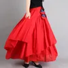 Scenkläder kvinnor Spanien Flamenco Dress Folk Belly Gypsy Solid Vintage Casual Cotton Elegant Linen Asymmetrisk oregelbunden veckad ladie kjol