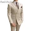 Costumes pour hommes Blazers Fanlifujia Store 2023 Casual Bleu Ciel Hommes Double Brested Revers Bouton D'or Marié Mariage Tuxedos Costume Homme 231116