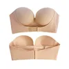 Bras Front Closure Sexy Strapless Bra Women Invisible Push Up Bra Underwear Lingerie for Female Brassiere Pitted Seamless Bralette P230417