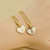 Collier avec pendentif en forme de cœur et de lettres en acier inoxydable plaqué or 18 carats, pour filles et femmes, pour fête de mariage, joli cadeau, nouvelle mode, A-Z