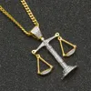 Collana con pendente in equilibrio con zirconi ghiacciati hip-hop da uomo con collana a catena in rame Cuba da 3 mm e 24 pollici Rapper gioielli personalizzati315b