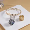 Nieuwe Creatieve Strass Magische 2-in-1 Opvouwbare Intrekbare Ring Voor Vrouwen Trendy Rekbare Zirkoon Ingelegde Ring Bangle sieraden Gif