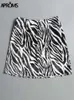 Gonne Grembiuli Vintage Zebra Print Gonna in morbido velluto Donna Sexy Spacco laterale Vita alta Minigonne corte Donna Cerniera posteriore Bottoms 2022 J230417