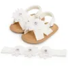 Sandales d'été pour bébés filles sandales à fleurs décontracté plat anti-dérapant semelle souple né Prewalker premières chaussures de marche avec bandeau 0-18 230417