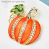 Pins Brooches Wuli baby Enamel Pumpkin Brooches For Women Classic Rhinestone Halloween Brooch Pin GiftsL231117