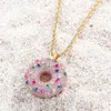 Iced Out Colorido Donuts Pingente Colar Moda Mens Mulheres Casais Hip Hop Rose Gold Colares Jewelry2684