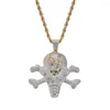 Pendentif Colliers Hip Hop Bijoux 18k Plaqué Or Zircone Simulé Diamant Glacé Chaîne Pirate Crème Collier Pour Hommes Charme Gi311I