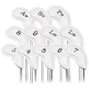 Other Golf Products 12Pcs Portable PU Golf Club Iron Head Covers Protector Golfs Head Cover Golf Headcovers Set Waterproof Pattern Covers 230414