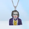 Fashion Iced Out Large Cartoon Clown Cosplay Pendant Necklace Mens Hip Hop Necklace Jewelry 76cm Gold Cuban Chain For Men Women2813514
