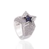 رجال Zircon Star Ring Diamond Euramerican Hip Hop Jewelry Copper Out Mens Rings234o