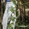 Kwiaty dekoracyjne sztuczne eukaliptus girland 1,6 m/5.2 stóp fałszywy jedwabny piwonia kwiat winorośl zielona rattan na wesele łukowe dekoracje ogrodowe