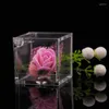 Presentförpackning 12st Clear Food Grade Square Cube Clamshell Candy Box Transparent Packing Chocolate Boxes Wedding Party Baby Shower Favors