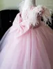 Mädchenkleider Kleid Geburtstagsfeier Prinzessin Kinder Federn Blume Hochzeit Tutu Flauschige Vestidos