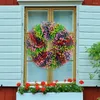 Dekorativer Blumen-bunter Frühlings-Kranz-Bauernhaus-Häuschen-künstlicher Dekor für Haustür-Wand-Hochzeits-Haus D Q3T7