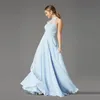 Halter Chiffon A Line Bridesmaid Dresses Sexy Corst Back Lace Appliced ​​Elegant Boho Wedding Guest Party klänningar Golvlängd Plus Size Long Maid of Honor Dress CL2943