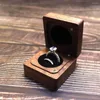 Jewelry Pouches Square Chamfer Concave Convex Cover Black Walnut Solid Wood Proposal Wedding LoversRing Box Storage Package Display