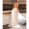 Party Dresses Scoop Neckline Bride Dress 2023 Off The Shoulder Beading Wedding Appliques Sweep Tulle Train Vestido De Novia