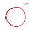 Charm Bracelets 10pcs Red Cord Wristband Women Men Adjustable Lucky Bracelet Unisex Wrist Jewelry Decoration