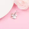 925 Sterling Silver Mouse Mum Silhouette Double Dangle Bead Fits European Jewelry Pandora Style Charm Bracelets