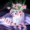 4 июля American Flag String Lights, 7 FT 20 светодиодов USA Струнные светильники, патриотическое украшение, управляемое аккумулятором для Дня президентов Дня памяти Дня памяти.