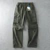 Pantalones para hombres Cargo de verano para hombres Secado rápido Doble usado Cintura elástica Pies desmontables Pantalones largos sueltos rectos impermeables