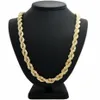 Collier chaîne en corde Hip Hop plaqué or 14 carats 10 mm 24 pouces279y