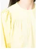 Blouses femmes femmes dentelle garniture broderie Blouse jaune col rond doux à manches longues dame chemise avec boutons 2023 printemps été