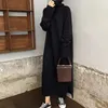 Robes décontractées épais noir pull robe femmes pull chaud femme pollover 2023 solide tricoté coréen hiver tricots vestido
