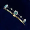 Hair Clips Green CZ Zircon Girls Tiaras for Woman Birthday Birthday Crystal Concert Bands Bavoen