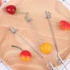 Geschirr Sets 5 stücke Edelstahl Cocktail Sticks Picks Obst Gabeln Metall Party Liefert Für Oliven Kunststoff Löffel